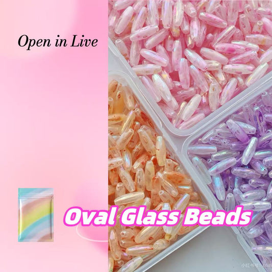 【New】Oval Glass Beads--Open in Live